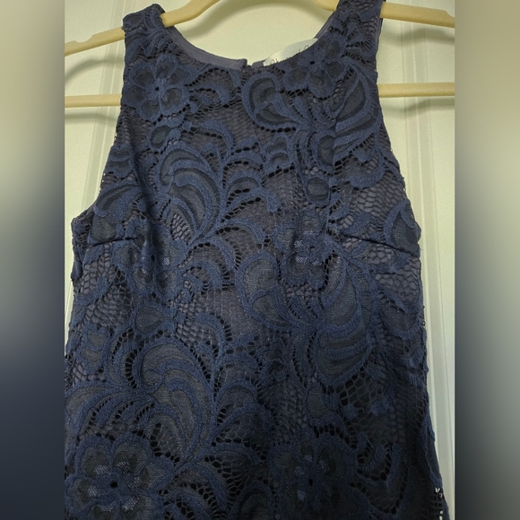 Navy Sleeveless Lace Mini Dress - Picture 2 of 4